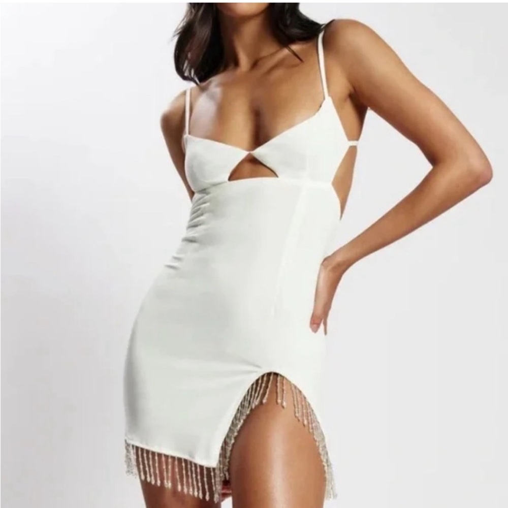 NWT Meshki Darcie Fringe White Mini Dress